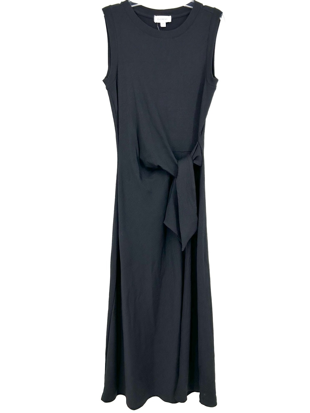 Evereve Aster Tank Dress Midi Ribbed Black